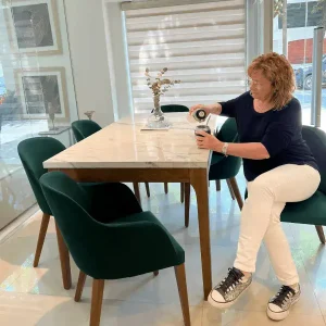 Mesa rectangular Simil Marmol Danisa - SILVINA C MUEBLERIA DECORACION