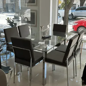 mesa rectangular vidrio belford - SILVINA C MUEBLERIA DECORACION