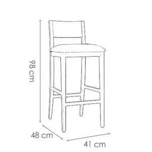 Medidas Banqueta desayunador madera Nórdica Calama - SILVINA C MUEBLERIA DECORACION 3