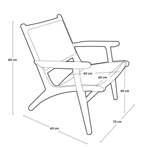 Medidas Sillón Individual Madera Esterilla Nórdico Carl - SILVINA C