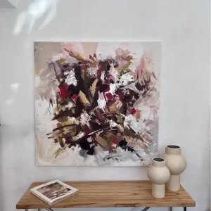 Cuadro decorativo abstracto - Obra Compasión 100x100cm - SILVINA C