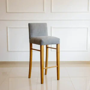 Banqueta Alta Desayunador Tapizada Madera Bruma - SILVINA C