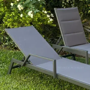 Reposera Aluminio apoyabrazos 5 posiciones X2 Dark Grey Nisa - SILVINA C 3