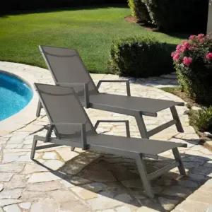 Reposera Aluminio apoyabrazos 5 posiciones X2 Dark Grey Nisa - SILVINA C