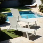 Reposera Aluminio Apoyabrazos 5 Posiciones X2 White Nisa