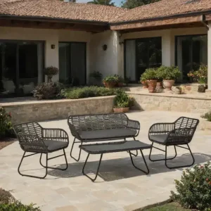 Juego Jardín exterior Muebles Set Ratán Black Celta - SILVINA C