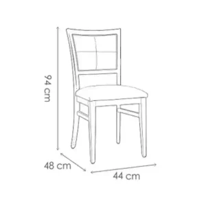 Medidas Silla comedor tapizada Moderna Bianca - SILVINA C