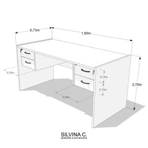 Escritorio PC oficina Moderno Melamina 4 cajones Gan (10)