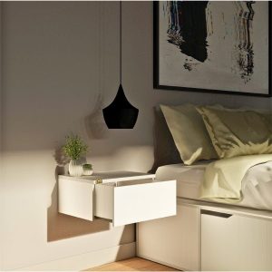 Mesa luz flotante melamina 1 cajón Moderno Loy - SILVINA C (2)