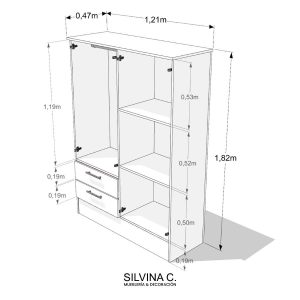 Placard Melamina 4 puertas Moderno 1,20 Joe - SILVINA C (4)