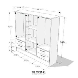 Placard Melamina 6 puertas Moderno 1,80 Joe - SILVINA C (4)