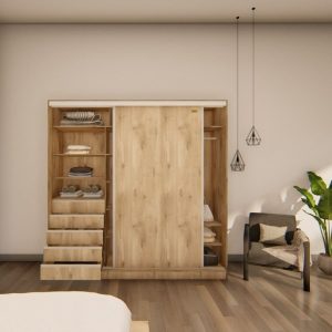 Placard Moderno puertas corredizas 5 cajones 2,20 Hak - SILVINA C (1)