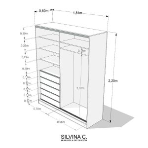 Placard puertas corredizas Moderno 5 cajones 1,80 Hak - SILVINA C (7)
