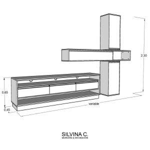 Rack televisor flotante Melamina Moderno Nimo - SILVINA C (3)