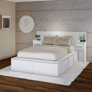 Respaldo cama Moderno con Mesas luz Led Melamina Day - SILVINA C (3)