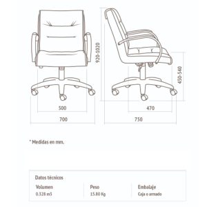 Silla oficina escritorio ergonómica PC baja Ram - SILVINA C 231