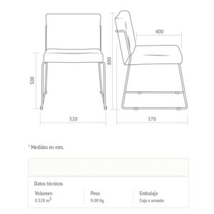 Silla tapizada Moderna cromada baja Inter - SILVINA C 64 (4)