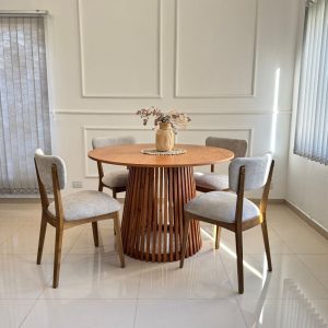 Mesa redonda comedor varillada madera Brasilia - SILVINA C (2)