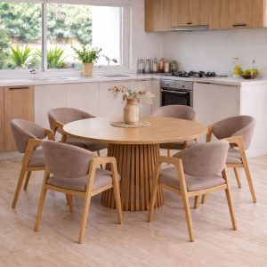 Mesa redonda comedor varillada madera Brasilia - SILVINA C 212