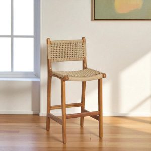 Banqueta barra alta madera esterilla Bangkok - SILVINA C (2)