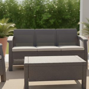 Juego jardín Simil ratán living exterior Cory - SILVINA C 12