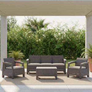 Juego jardín Simil ratán living exterior Cory - SILVINA C