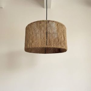 Lampara colgante techo redonda Rústica Yute 35cm Kenia - SILVINA C (2)