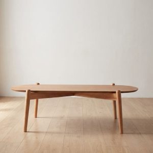 Mesa centro madera ovalada Moderna Lenga Monaco - SILVINA C (2)