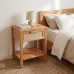 Mesa luz madera Nórdica 1 cajón arpillera Fiama