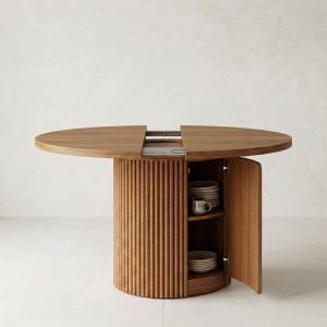 Mesa redonda extensible madera varillada Nativa - SILVINA C 111